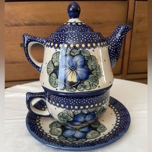 Pansies Polish Single Tea Set